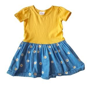 Hanna Andersson Sunny Playdress Sunflower Embroidered Swedish Yellow Girls 4